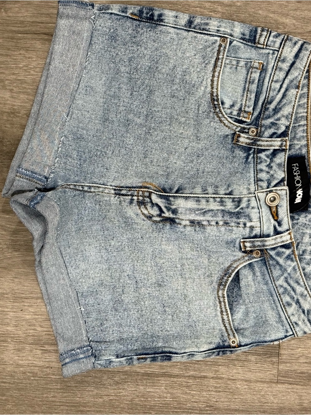 Fashion Nova Light Wash High-Rise Denim Shorts - Pale Blue